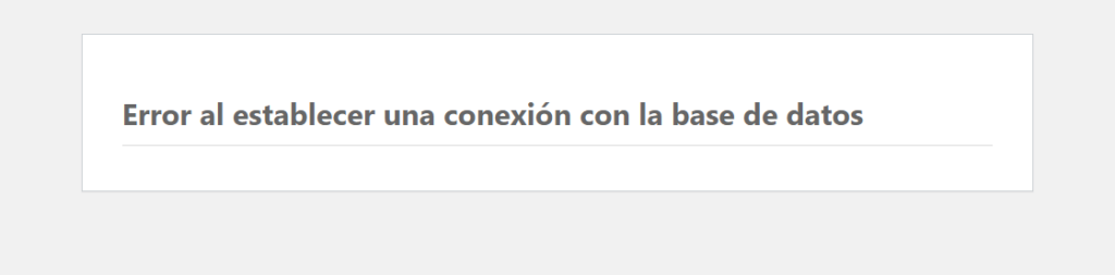 error de conexion con la base de datos en wordpress